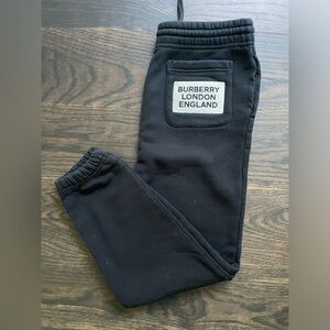 Burberry Boys Joggers. Black with Burberry London patch on rear pocket. 12y